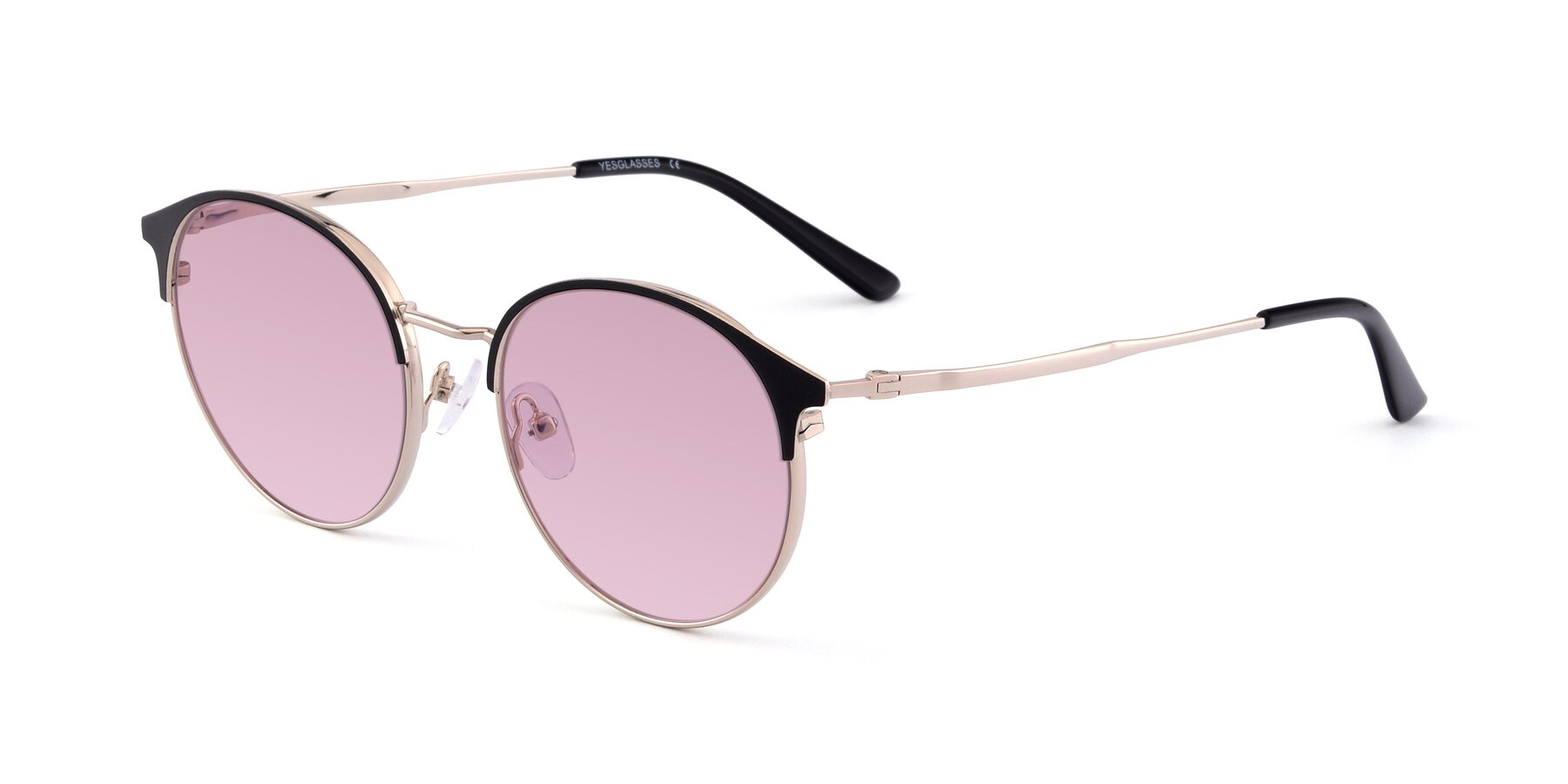 Angle of Berkley in Black-Gold with Light Wine Tinted Lenses