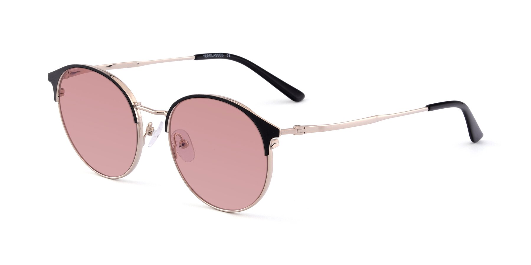 Angle of Berkley in Black-Gold with Medium Garnet Tinted Lenses