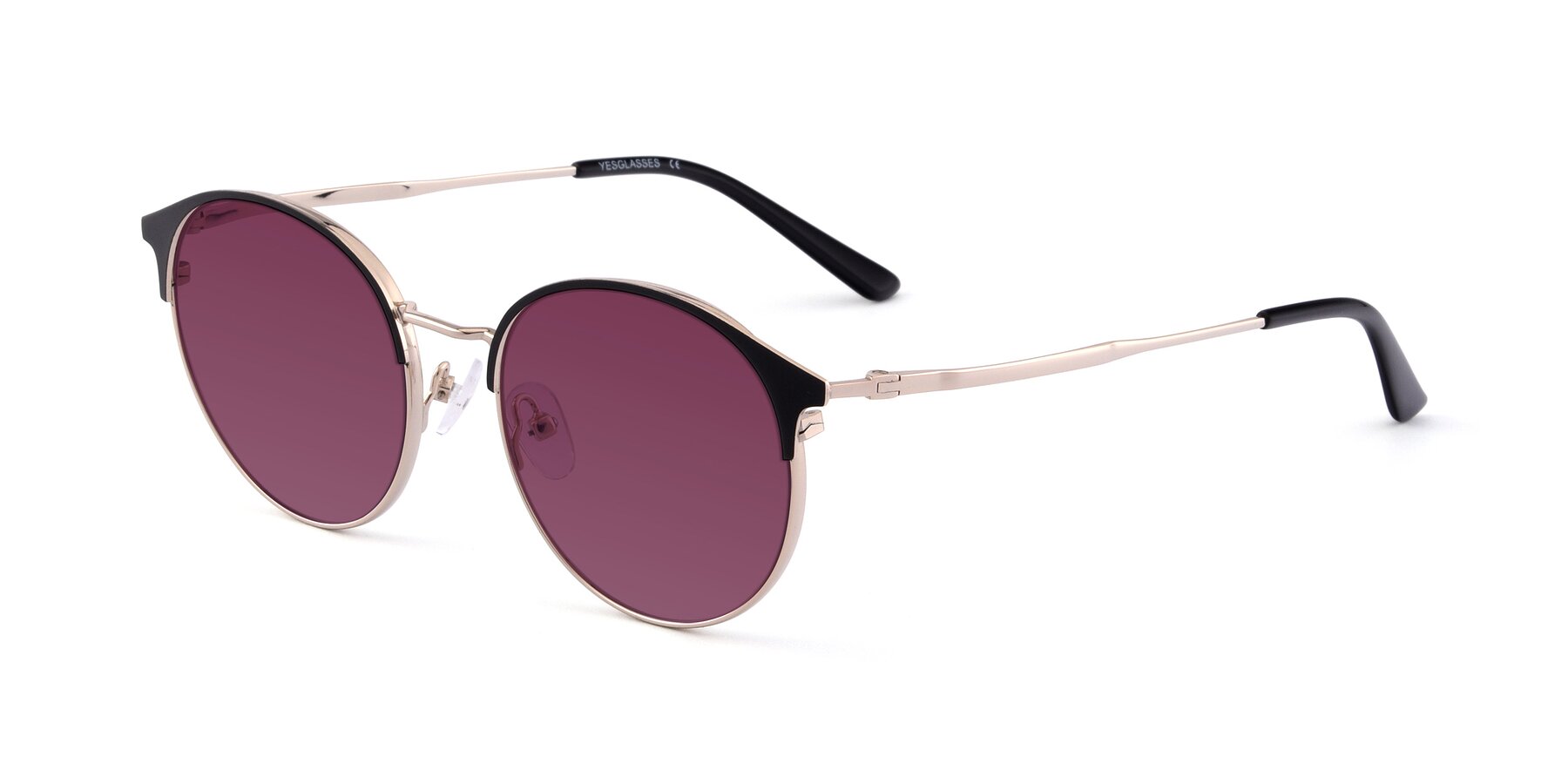 Angle of Berkley in Black-Gold with Wine Tinted Lenses