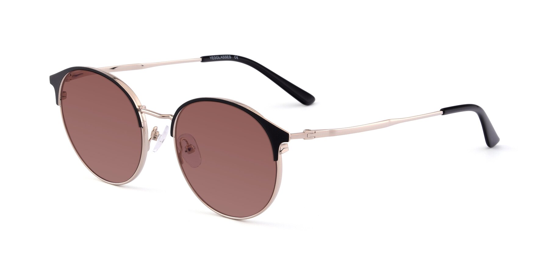 Angle of Berkley in Black-Gold with Garnet Tinted Lenses