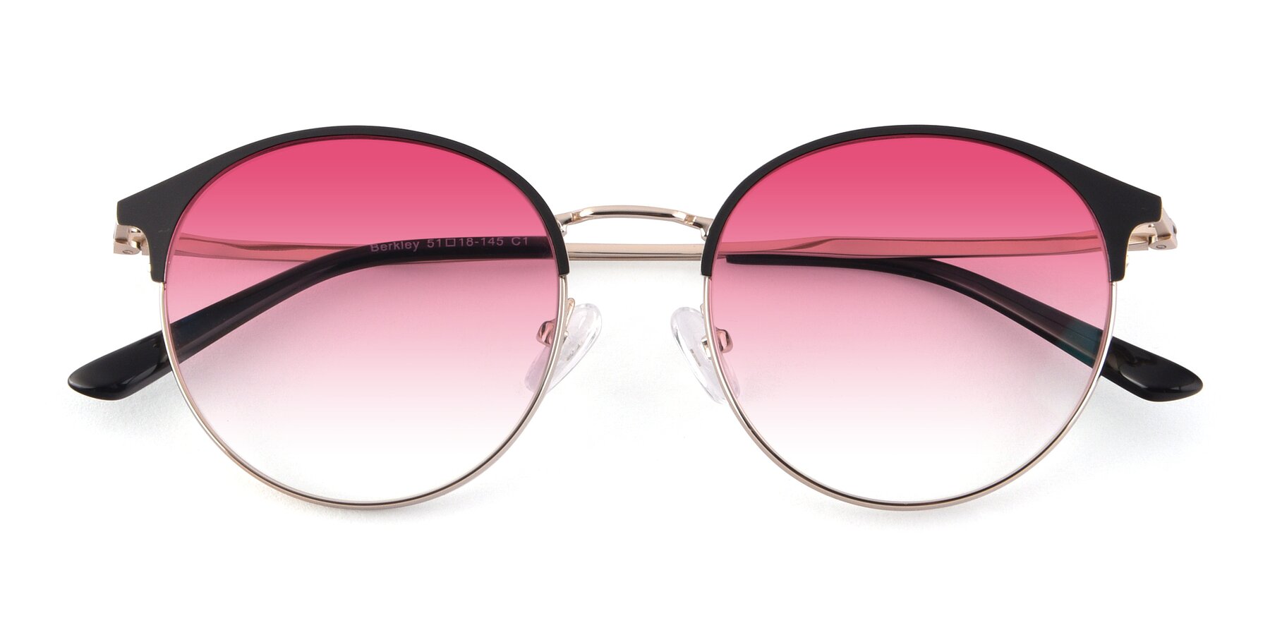 Folded Front of Berkley in Black-Gold with Pink Gradient Lenses