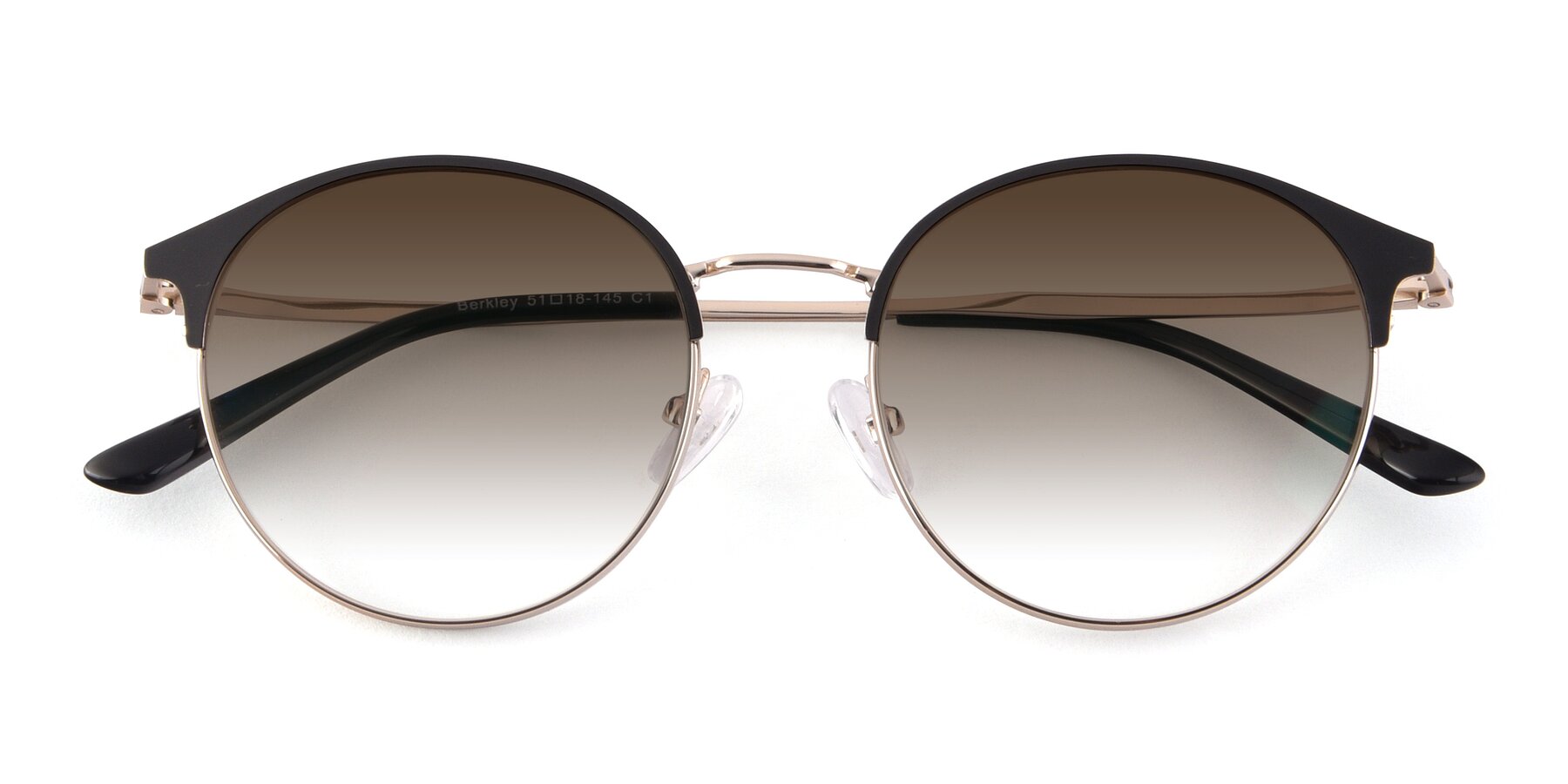 Folded Front of Berkley in Black-Gold with Brown Gradient Lenses