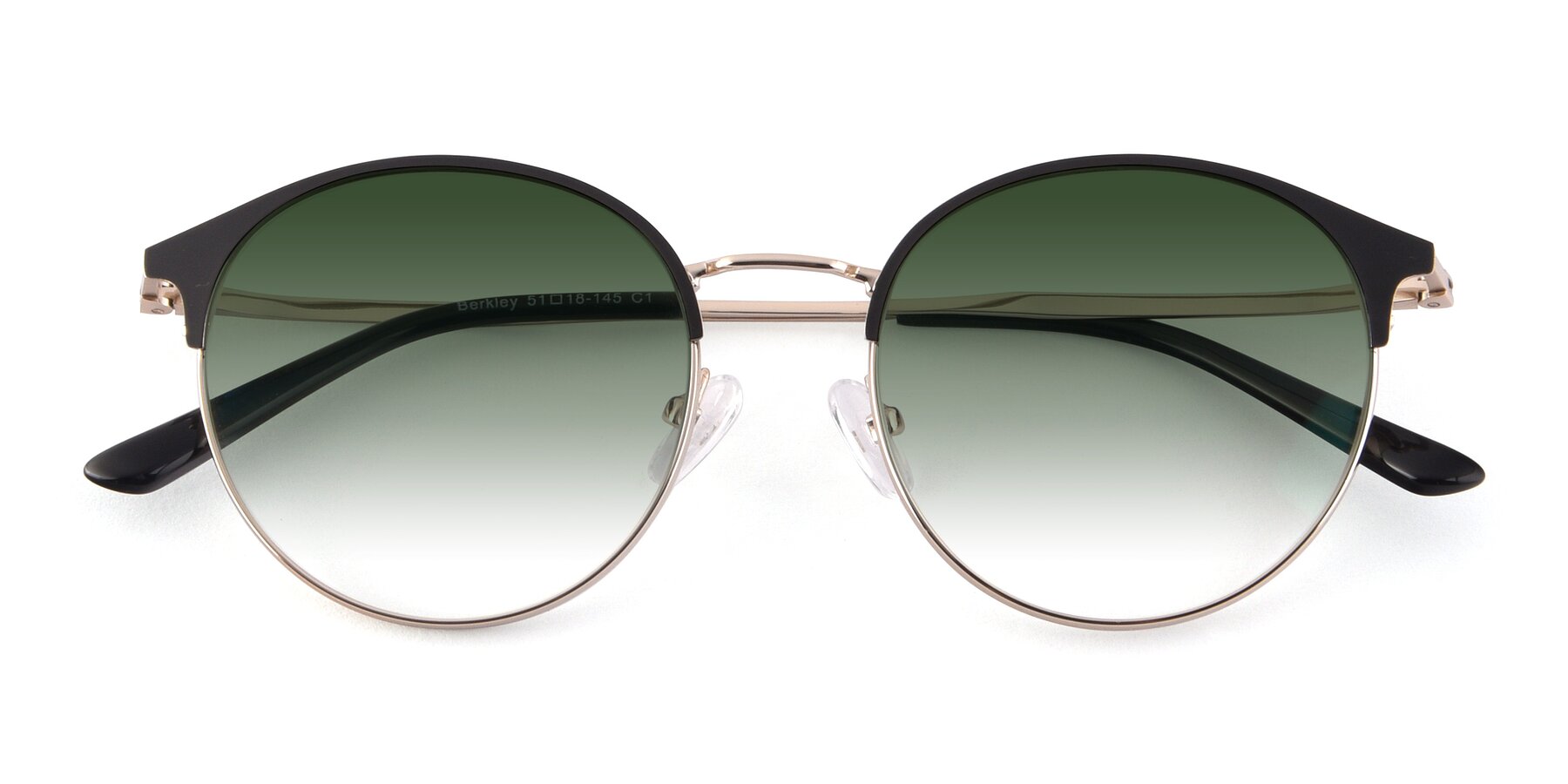 Folded Front of Berkley in Black-Gold with Green Gradient Lenses
