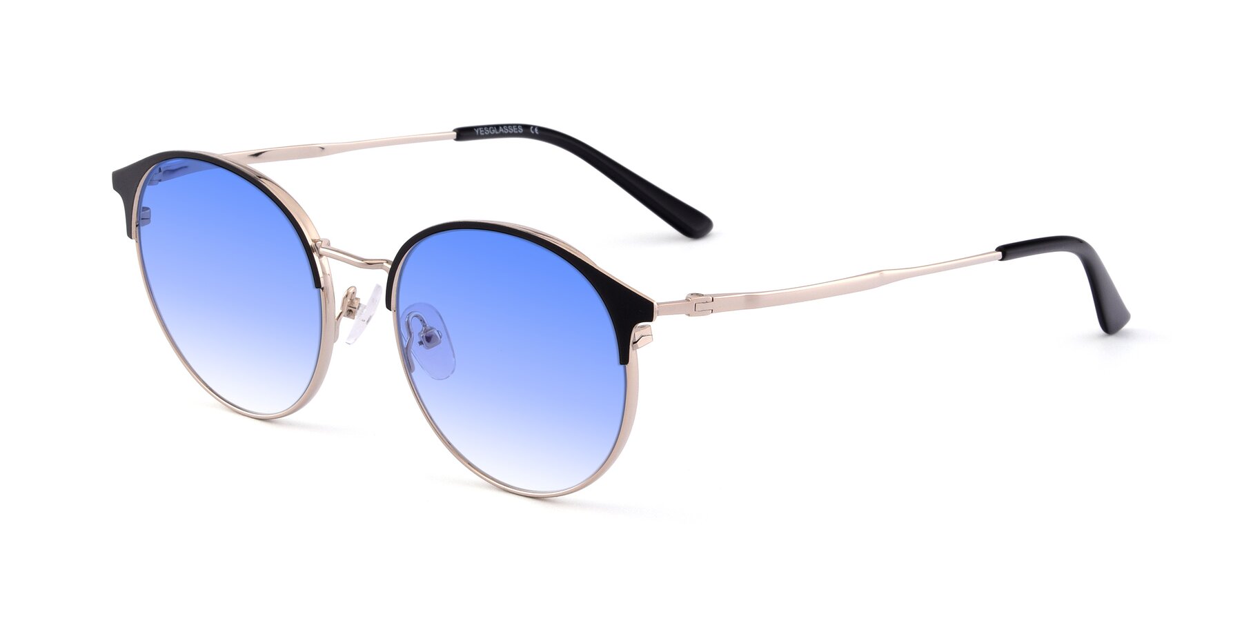 Angle of Berkley in Black-Gold with Blue Gradient Lenses