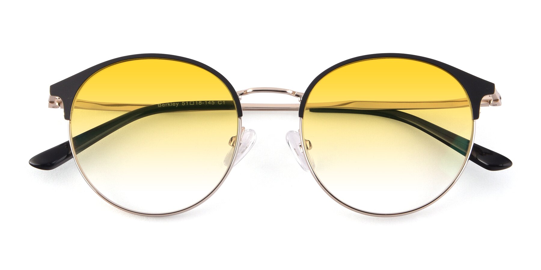 Folded Front of Berkley in Black-Gold with Yellow Gradient Lenses