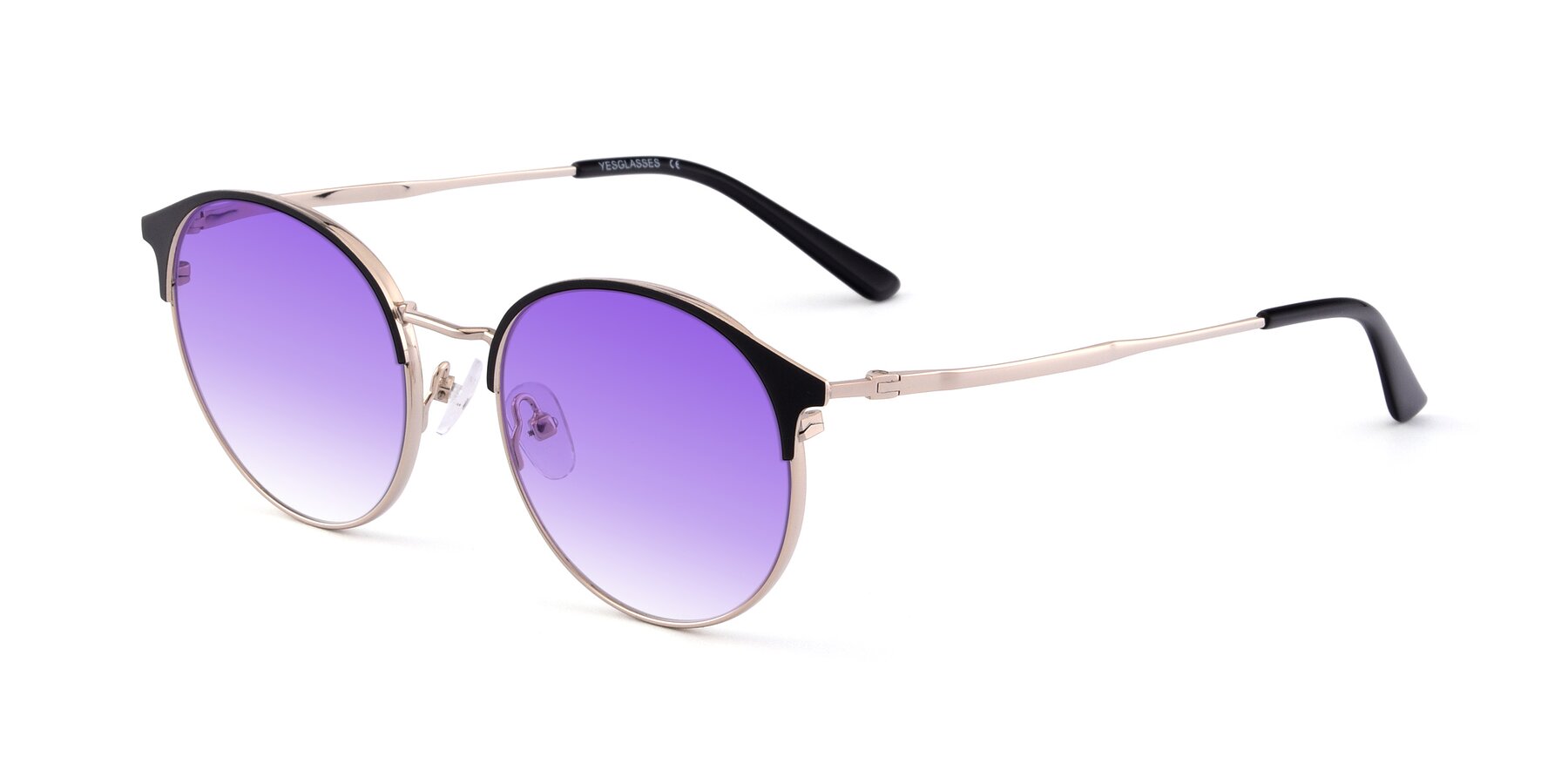 Angle of Berkley in Black-Gold with Purple Gradient Lenses