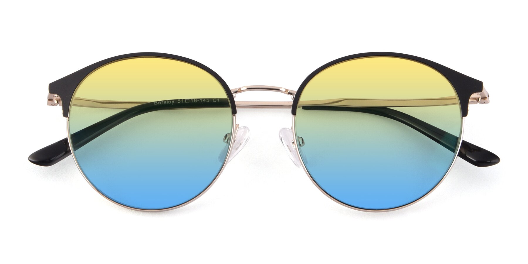 Folded Front of Berkley in Black-Gold with Yellow / Blue Gradient Lenses