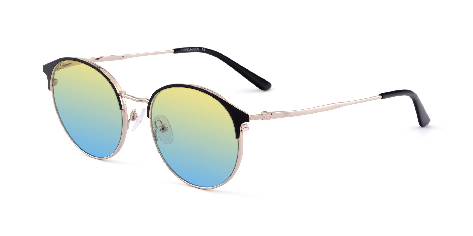 Angle of Berkley in Black-Gold with Yellow / Blue Gradient Lenses