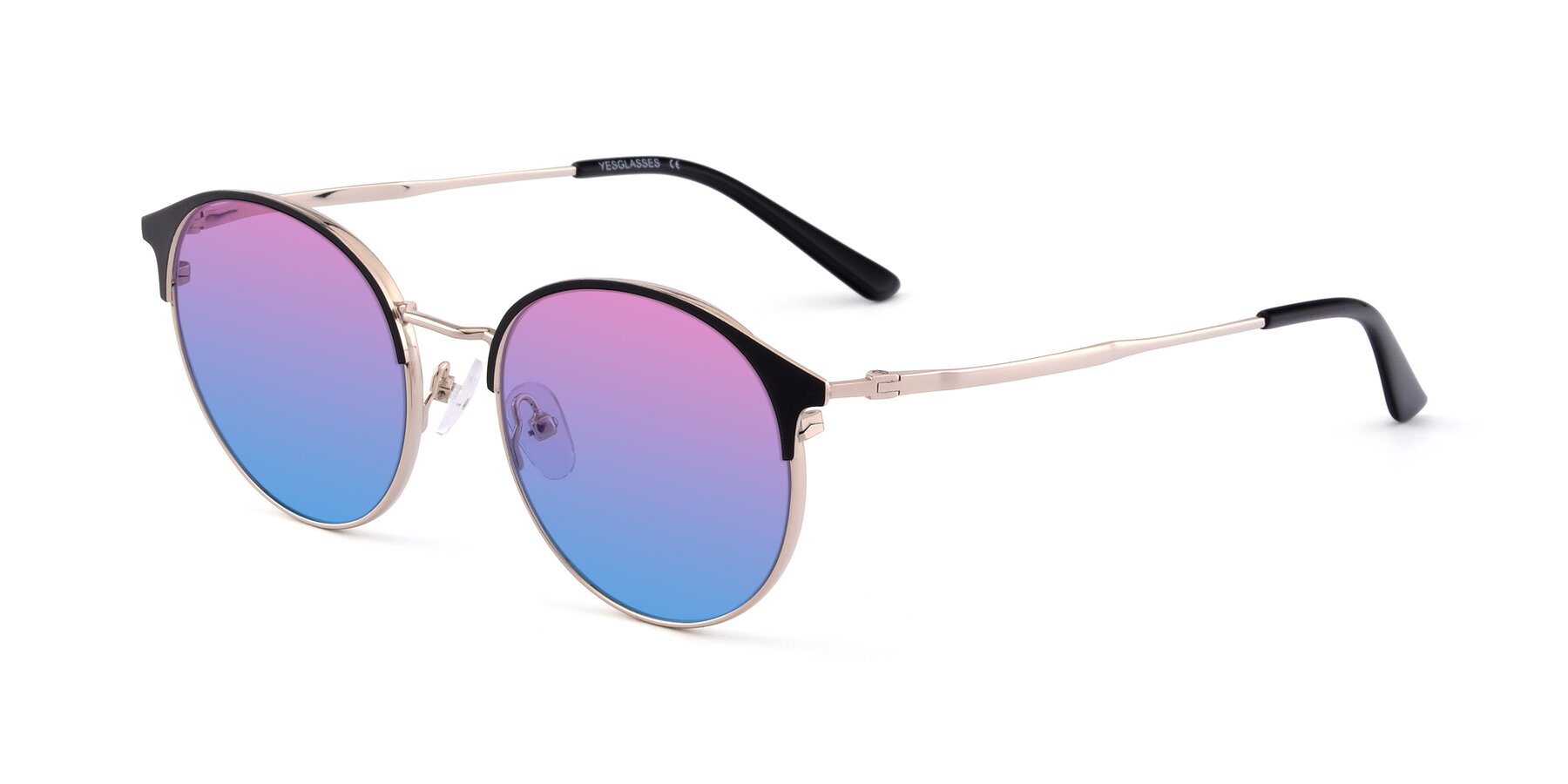 Angle of Berkley in Black-Gold with Pink / Blue Gradient Lenses