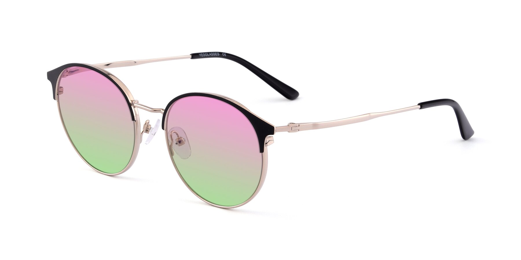 Angle of Berkley in Black-Gold with Pink / Green Gradient Lenses