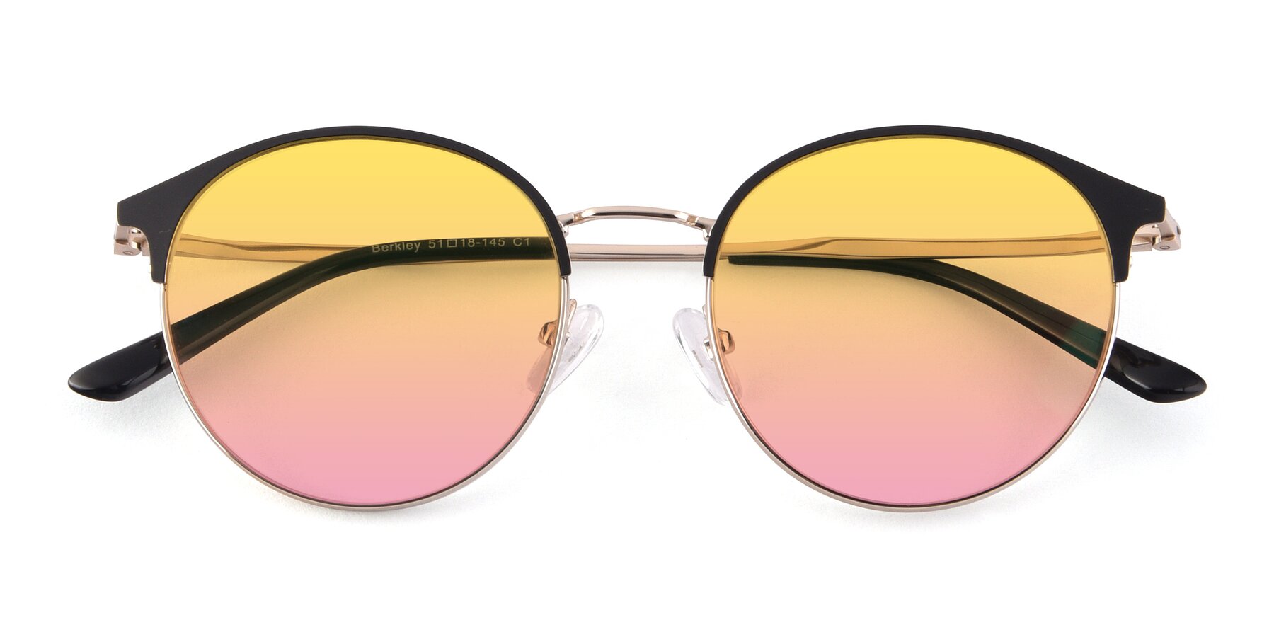 Folded Front of Berkley in Black-Gold with Yellow / Pink Gradient Lenses