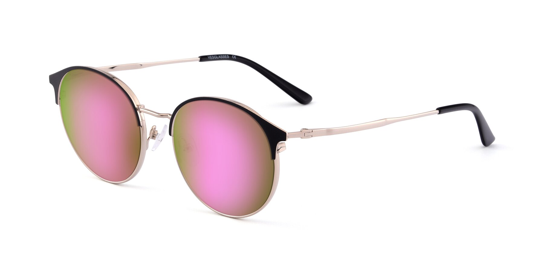 Angle of Berkley in Black-Gold with Pink Mirrored Lenses