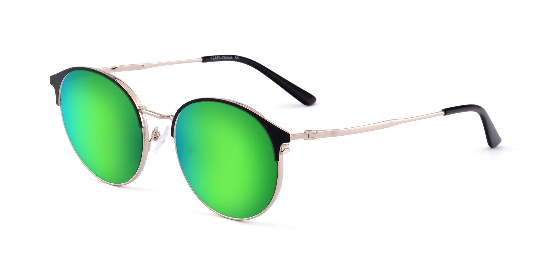 Angle of Berkley in Black-Gold with Green Mirrored Lenses