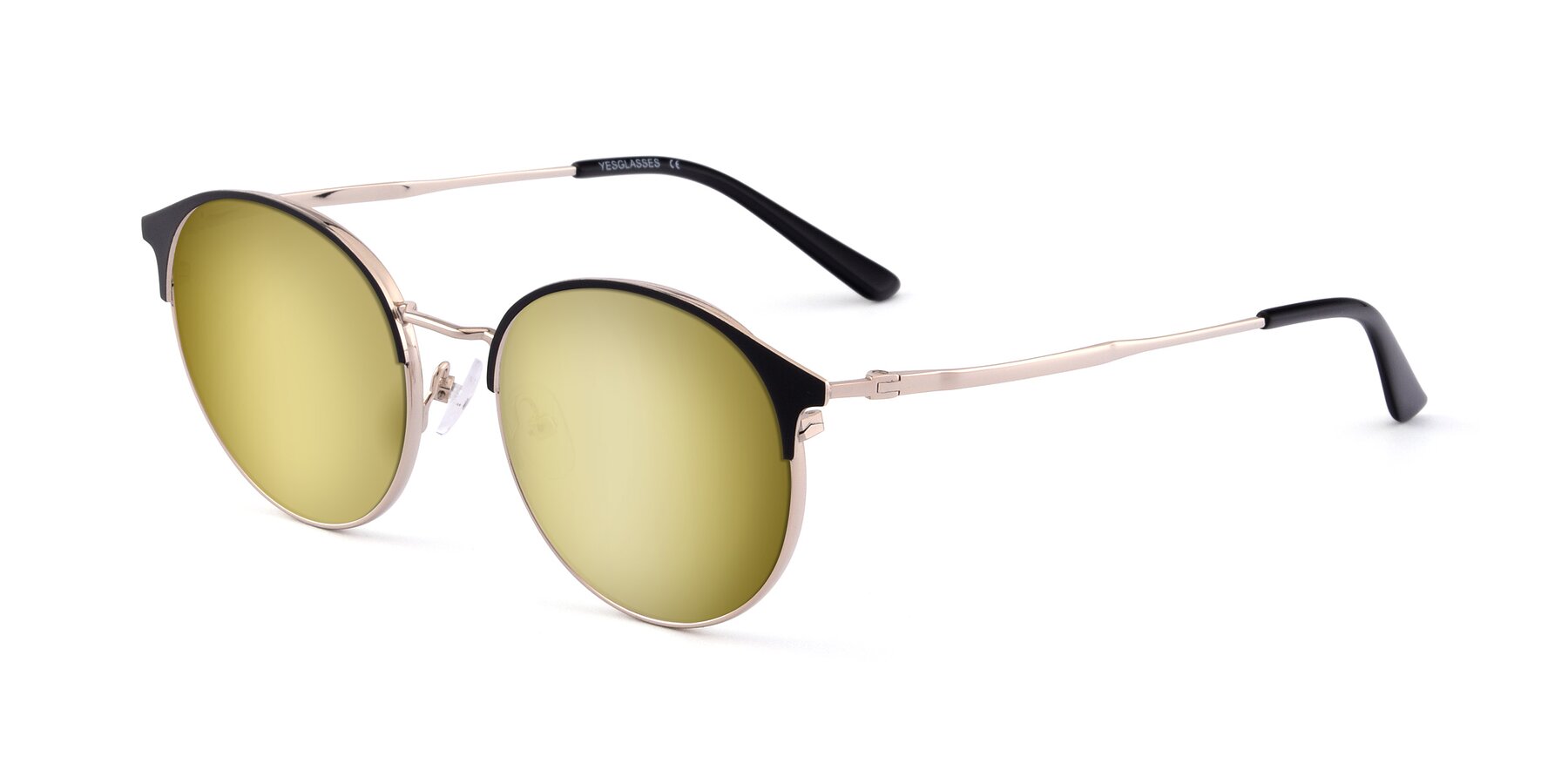 Angle of Berkley in Black-Gold with Gold Mirrored Lenses