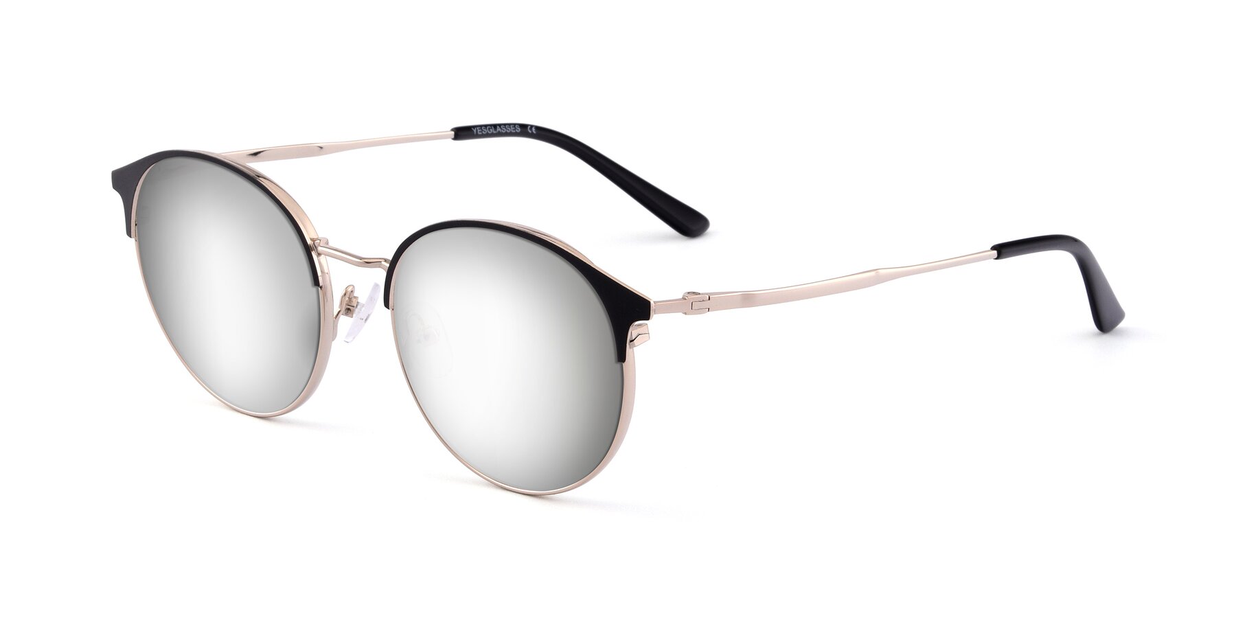 Angle of Berkley in Black-Gold with Silver Mirrored Lenses