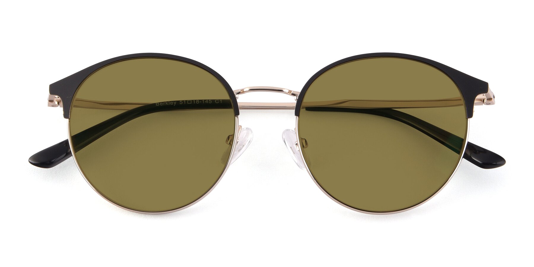 Folded Front of Berkley in Black-Gold with Brown Polarized Lenses