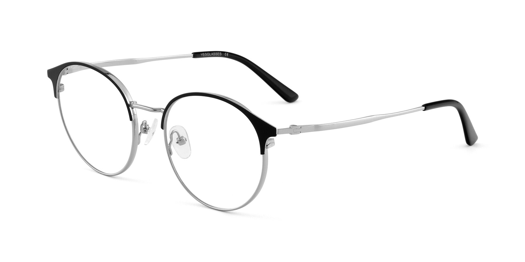 Angle of Berkley in Black-Silver with Clear Eyeglass Lenses