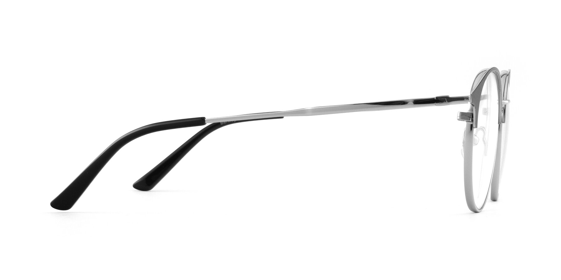 Side of Berkley in Black-Silver with Clear Reading Eyeglass Lenses
