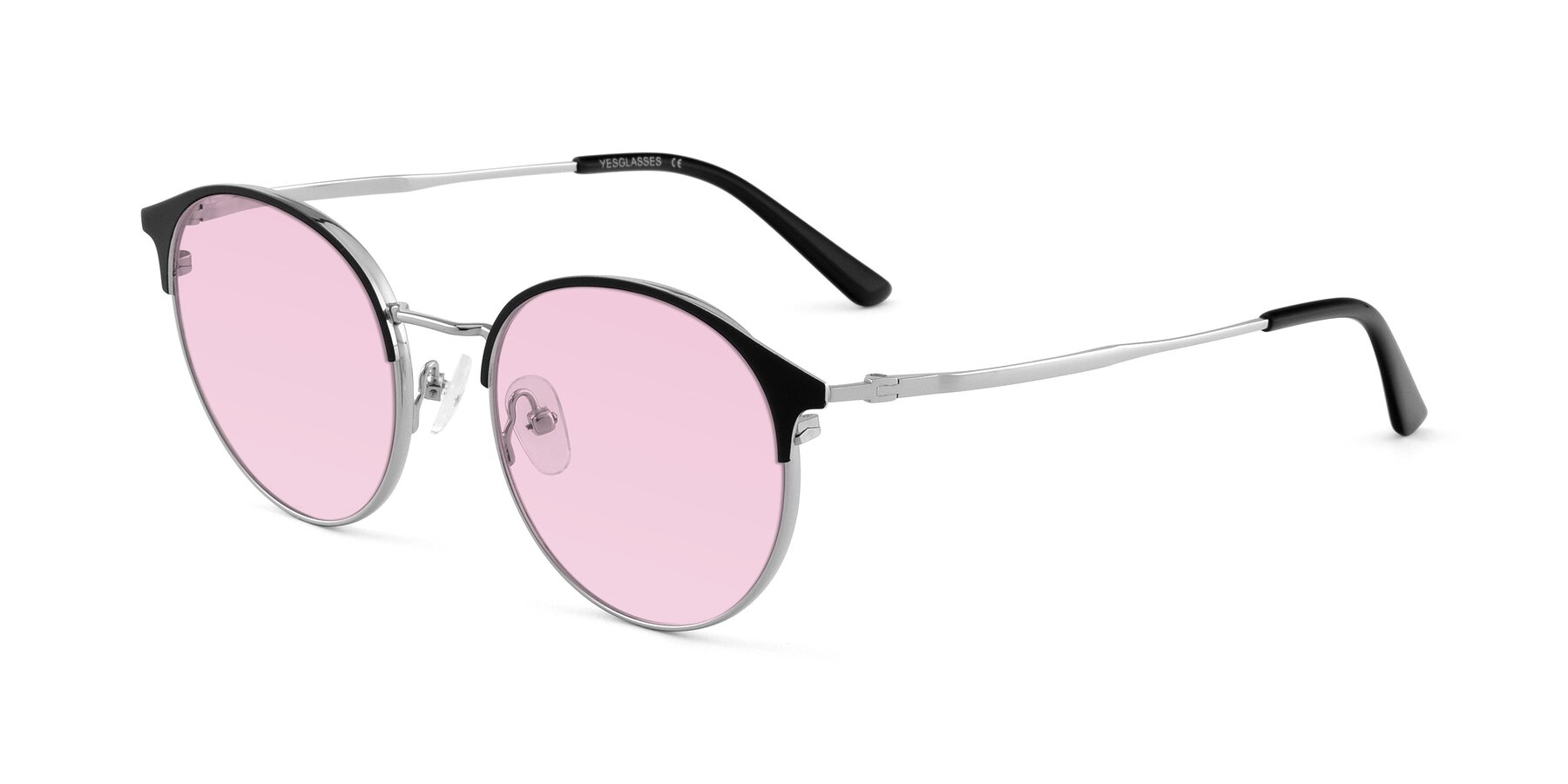 Angle of Berkley in Black-Silver with Light Pink Tinted Lenses