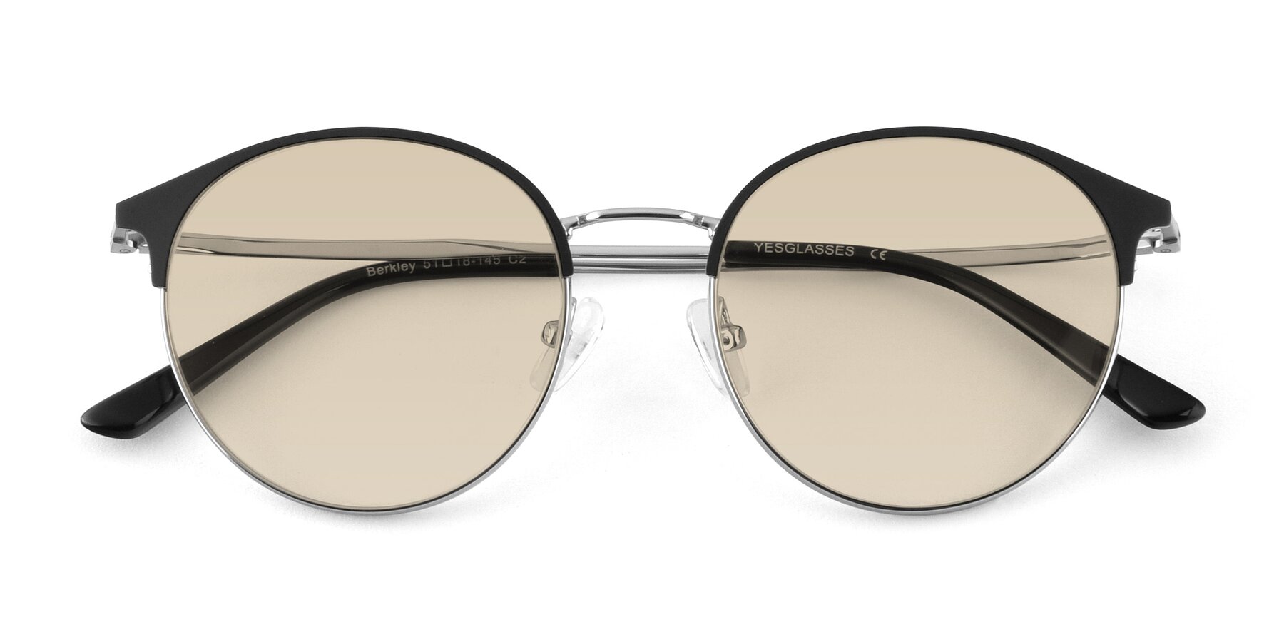Folded Front of Berkley in Black-Silver with Light Brown Tinted Lenses