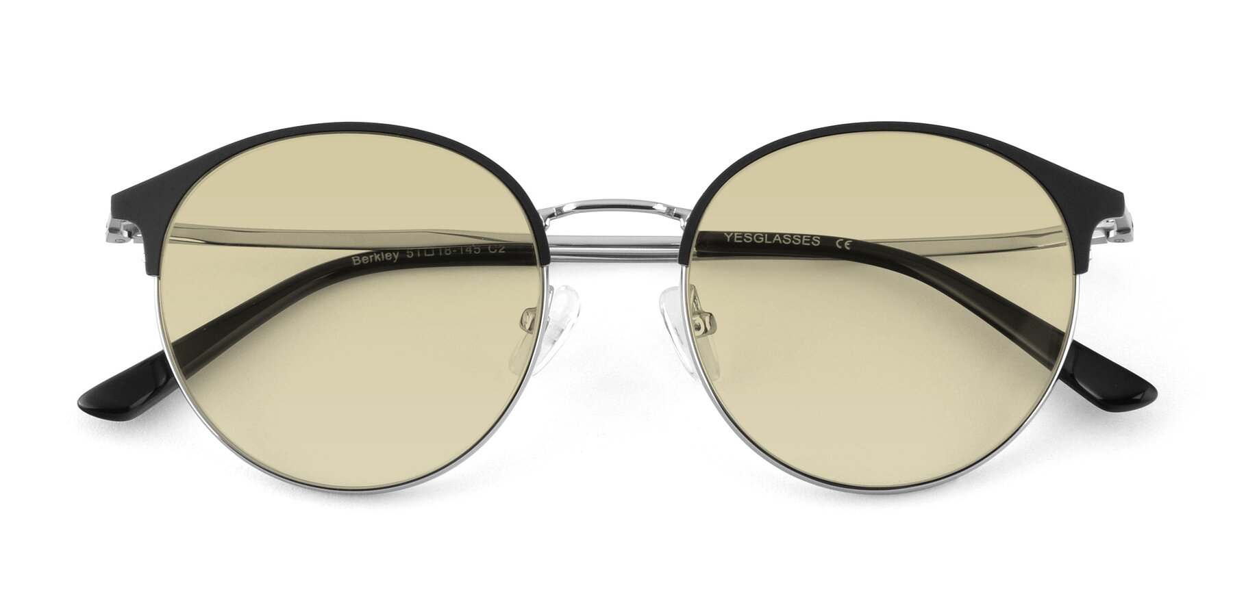 Folded Front of Berkley in Black-Silver with Light Champagne Tinted Lenses