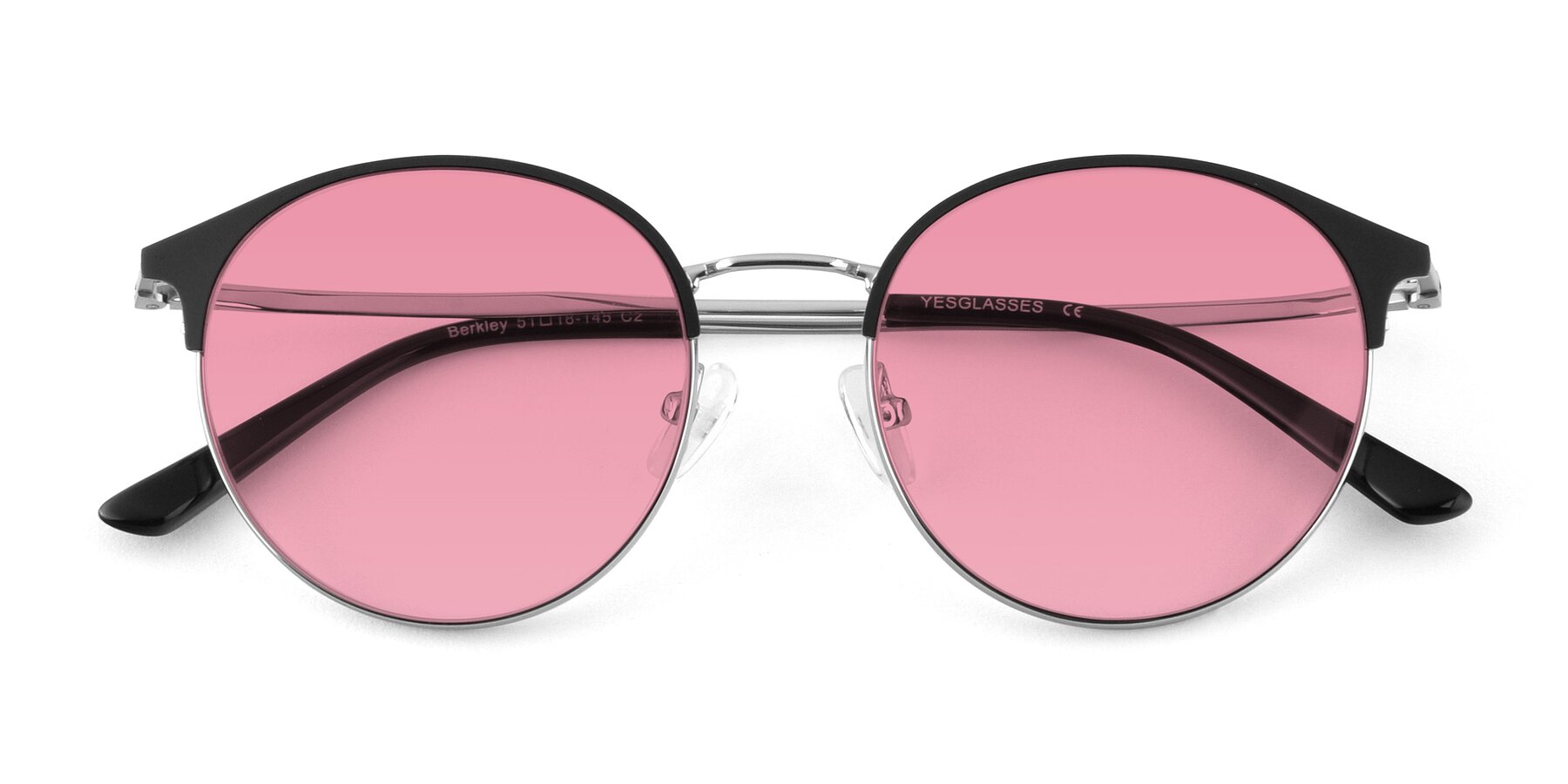 Folded Front of Berkley in Black-Silver with Pink Tinted Lenses