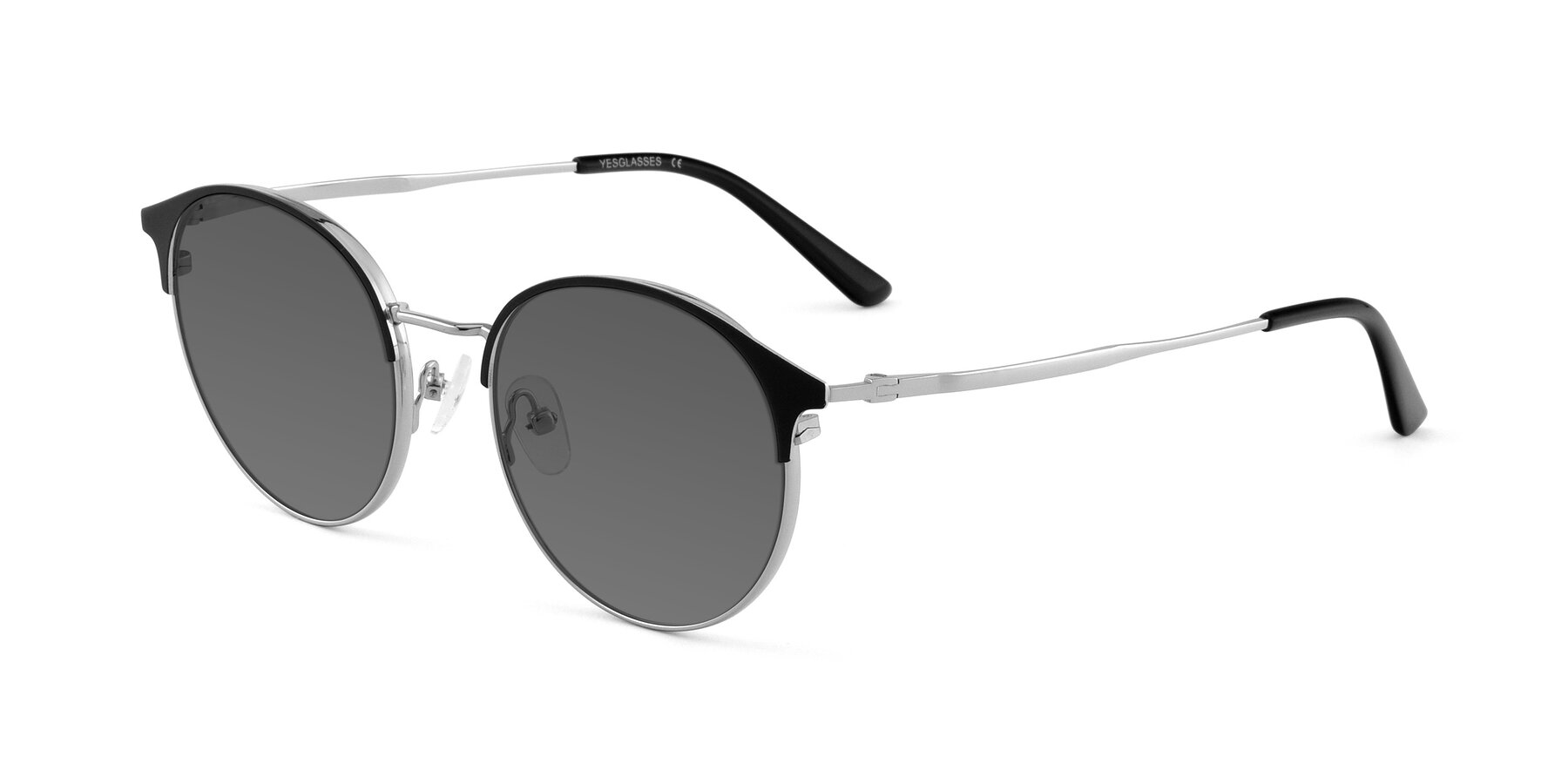 Angle of Berkley in Black-Silver with Medium Gray Tinted Lenses