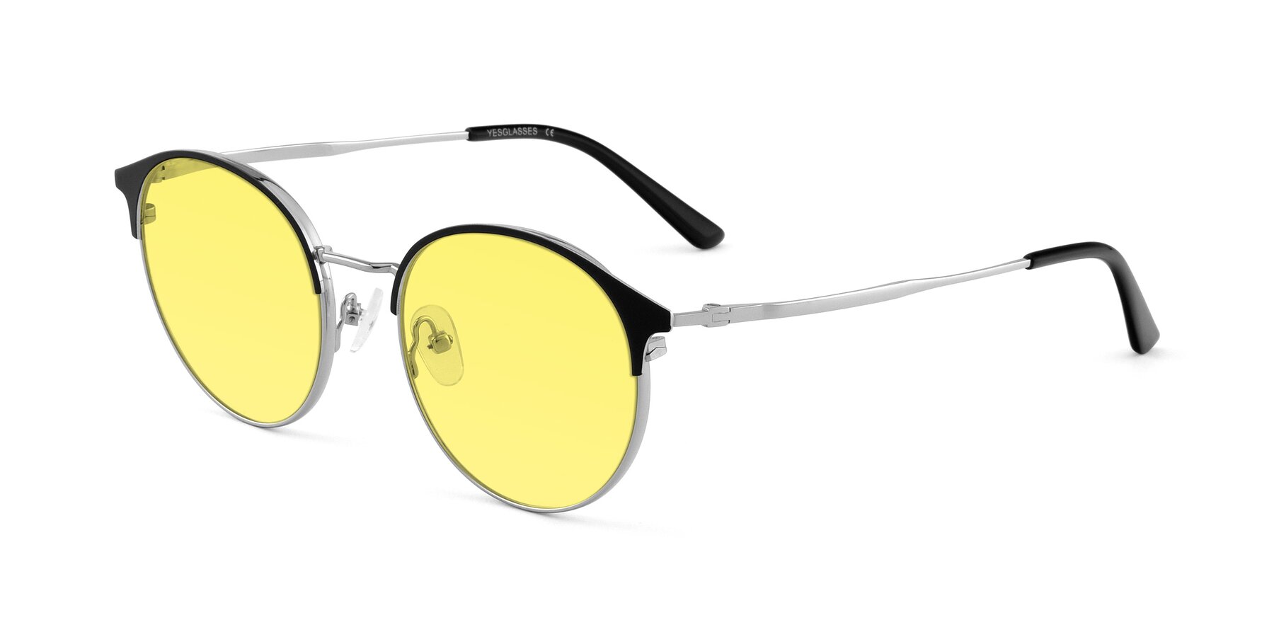 Angle of Berkley in Black-Silver with Medium Yellow Tinted Lenses