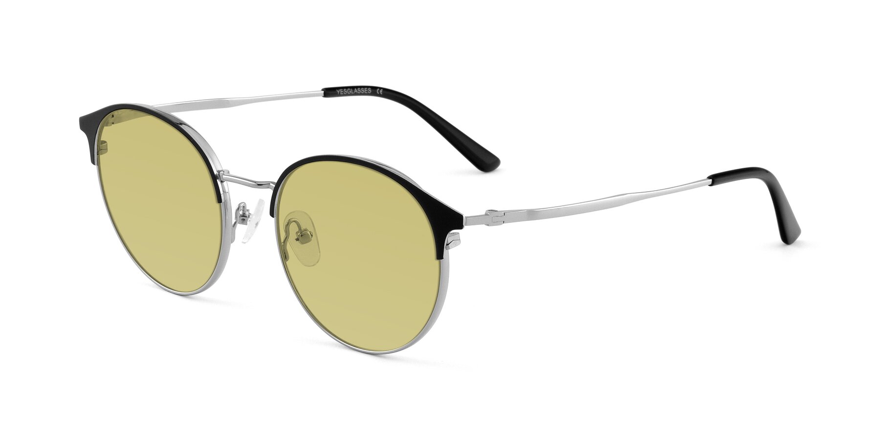 Angle of Berkley in Black-Silver with Medium Champagne Tinted Lenses