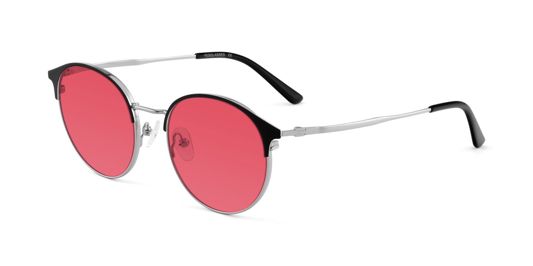 Angle of Berkley in Black-Silver with Red Tinted Lenses