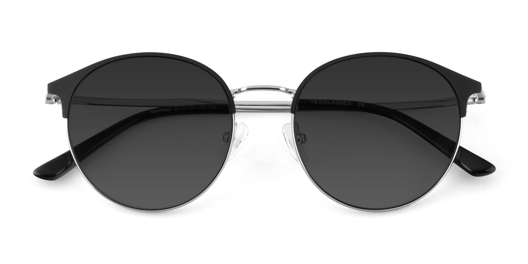 Folded Front of Berkley in Black-Silver with Gray Tinted Lenses