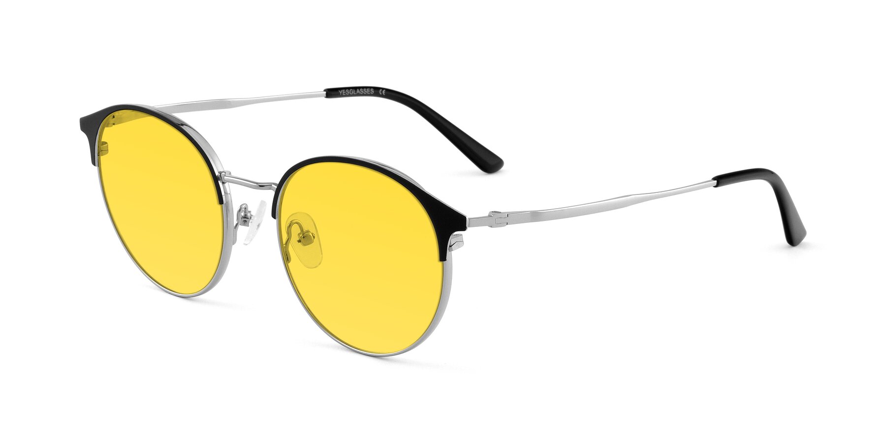 Angle of Berkley in Black-Silver with Yellow Tinted Lenses