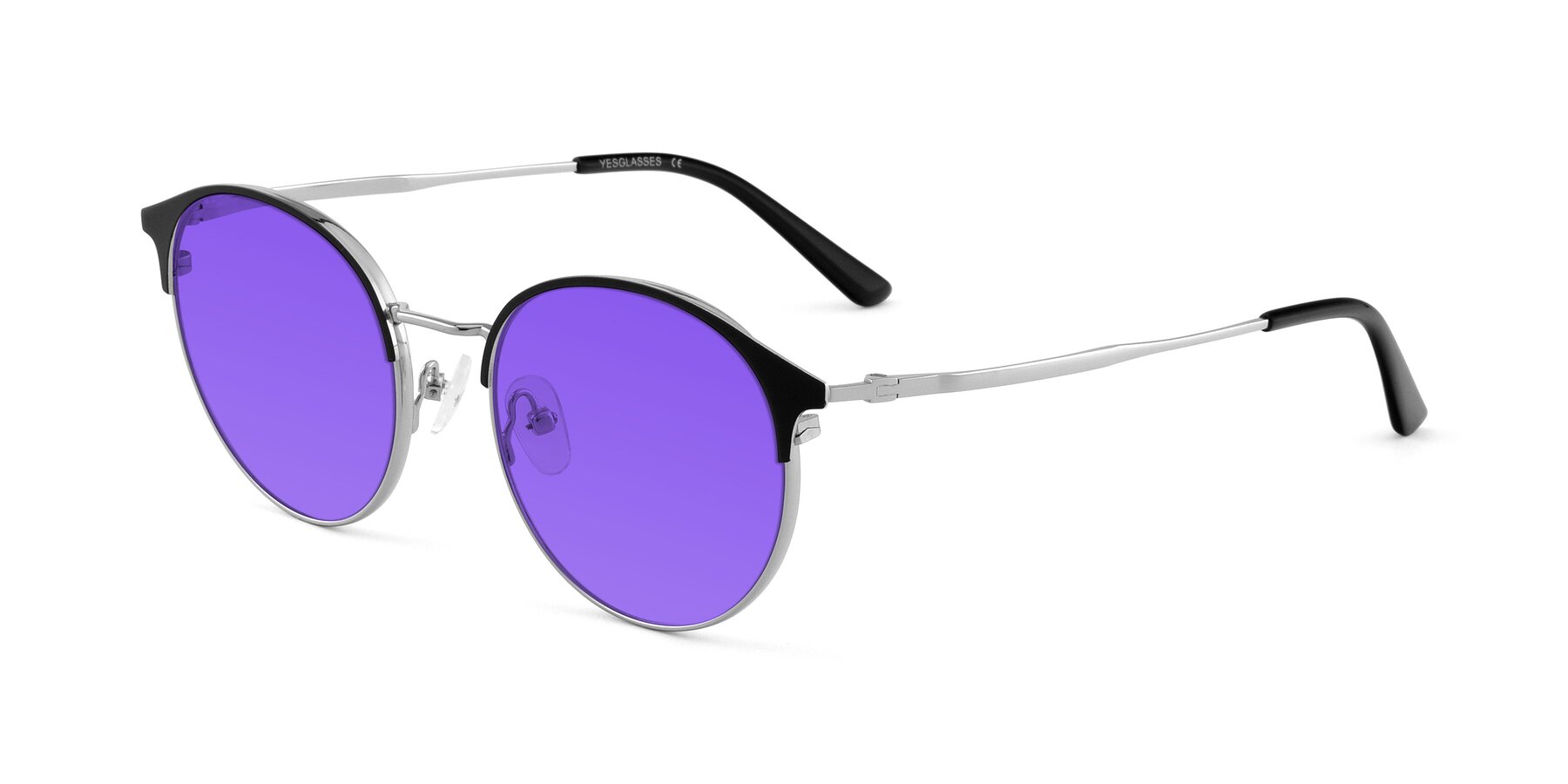 Angle of Berkley in Black-Silver with Purple Tinted Lenses