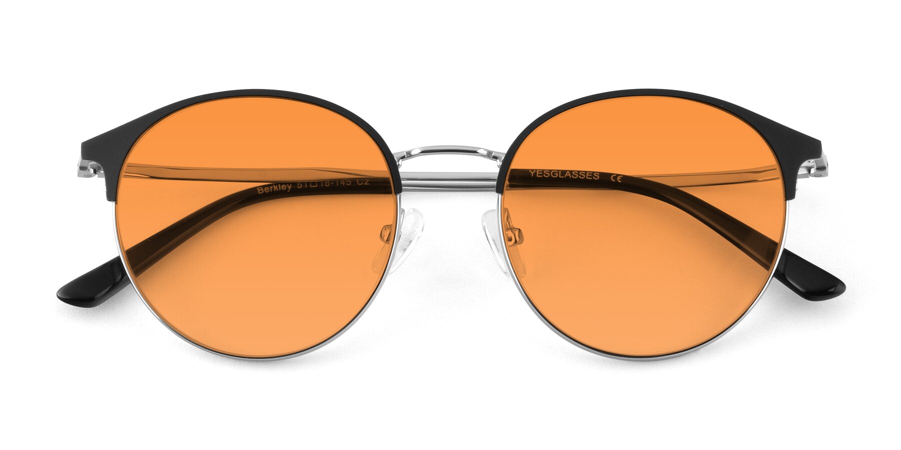 Folded Front of Berkley in Black-Silver with Orange Tinted Lenses