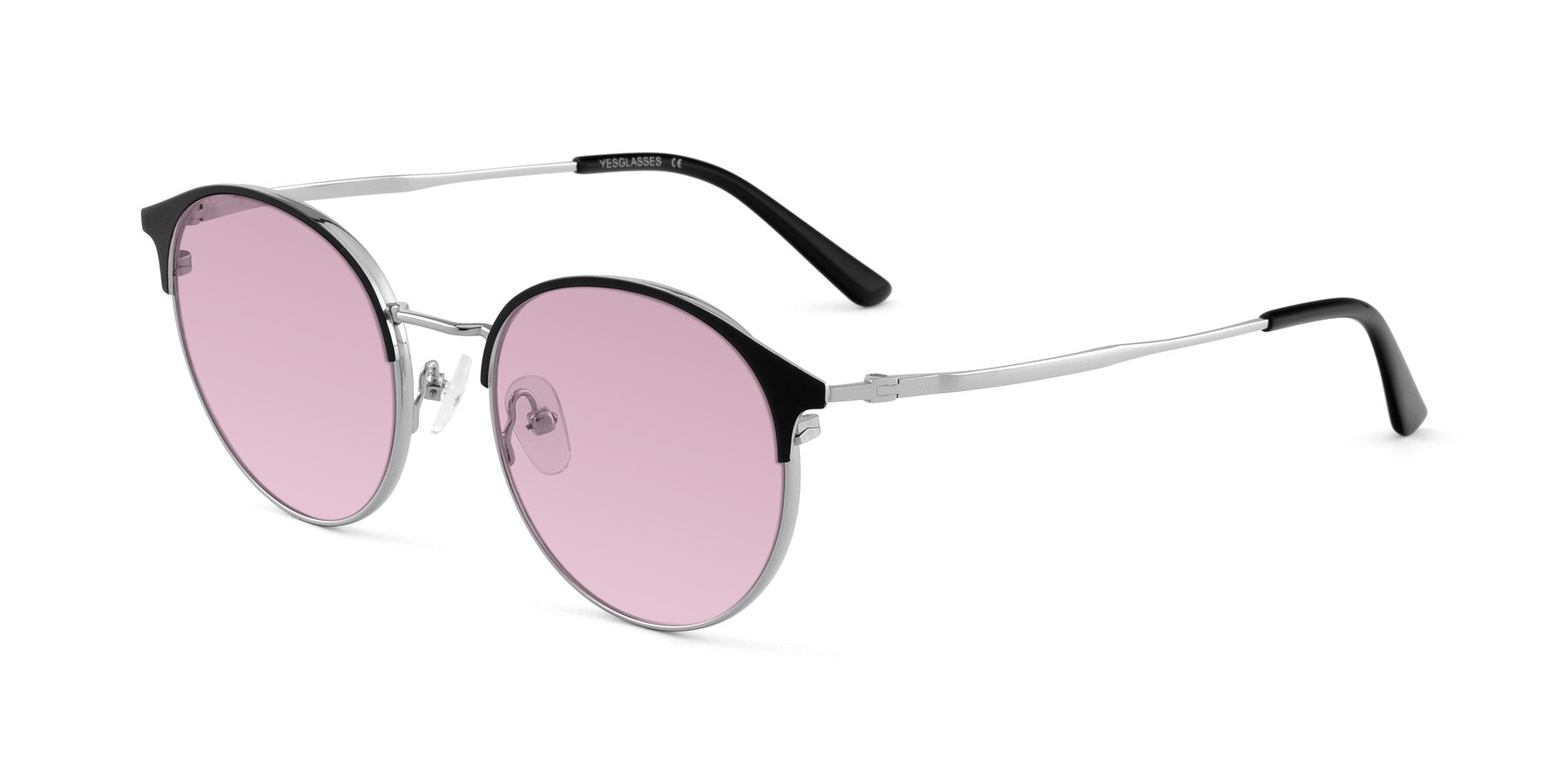 Angle of Berkley in Black-Silver with Light Wine Tinted Lenses