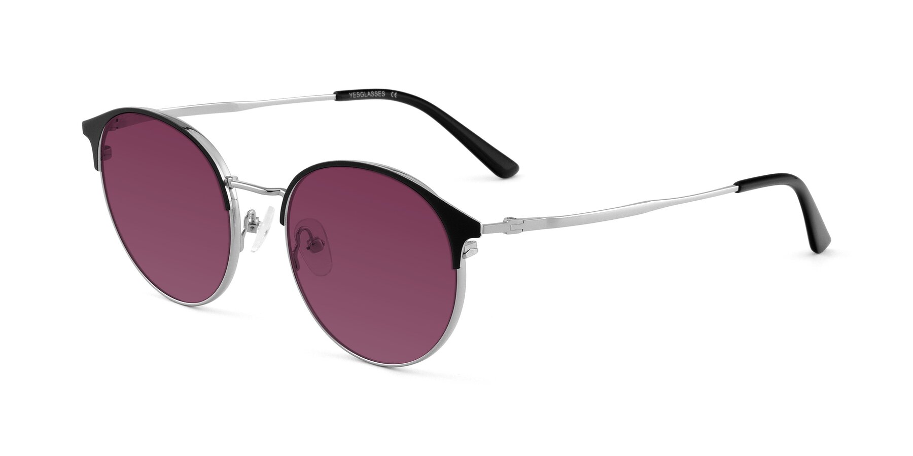 Angle of Berkley in Black-Silver with Wine Tinted Lenses