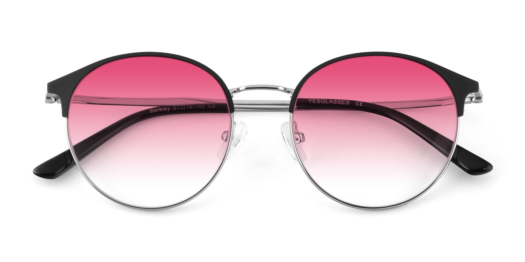 Folded Front of Berkley in Black-Silver with Pink Gradient Lenses