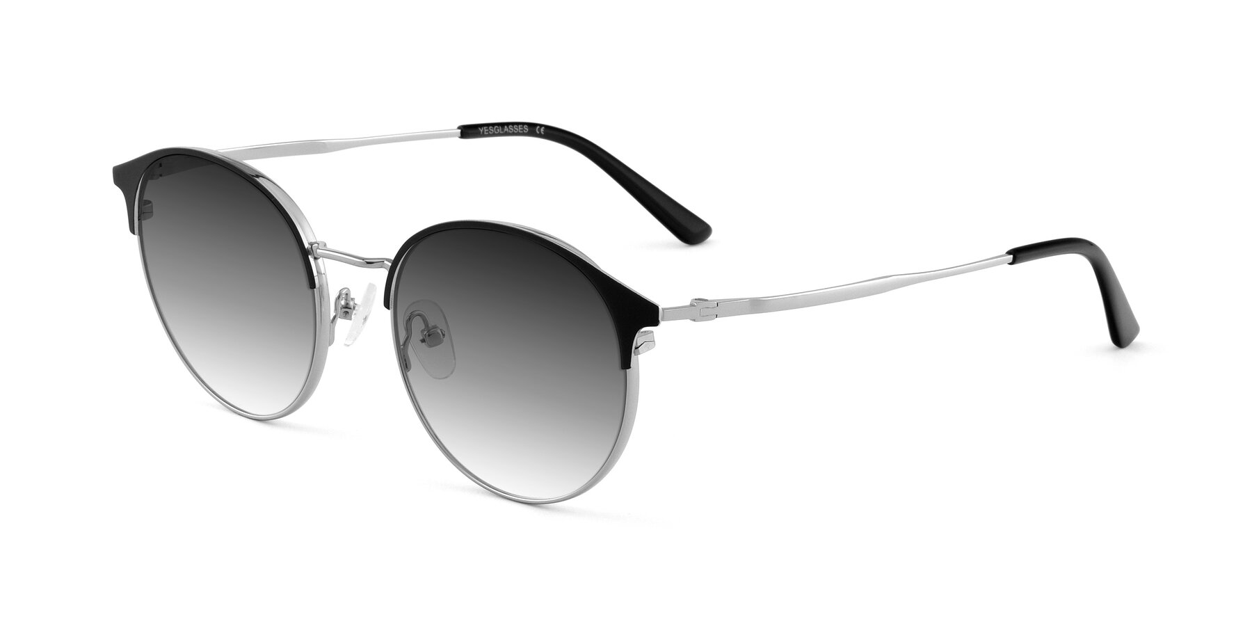 Angle of Berkley in Black-Silver with Gray Gradient Lenses