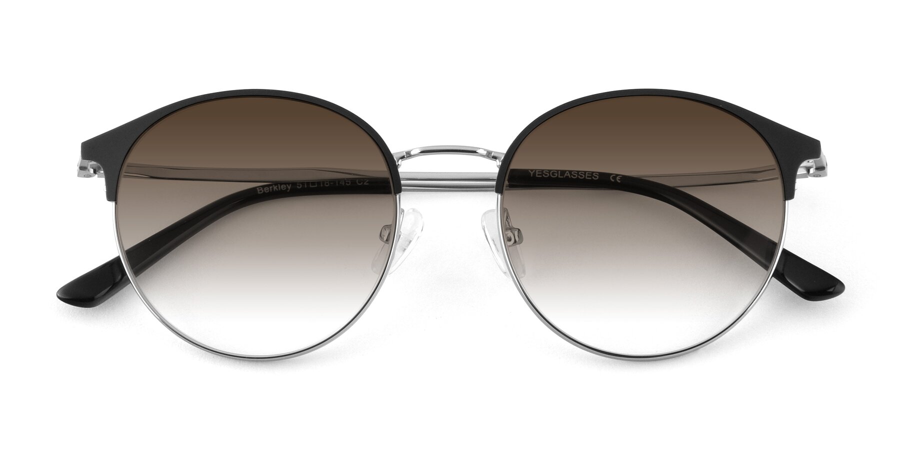 Folded Front of Berkley in Black-Silver with Brown Gradient Lenses