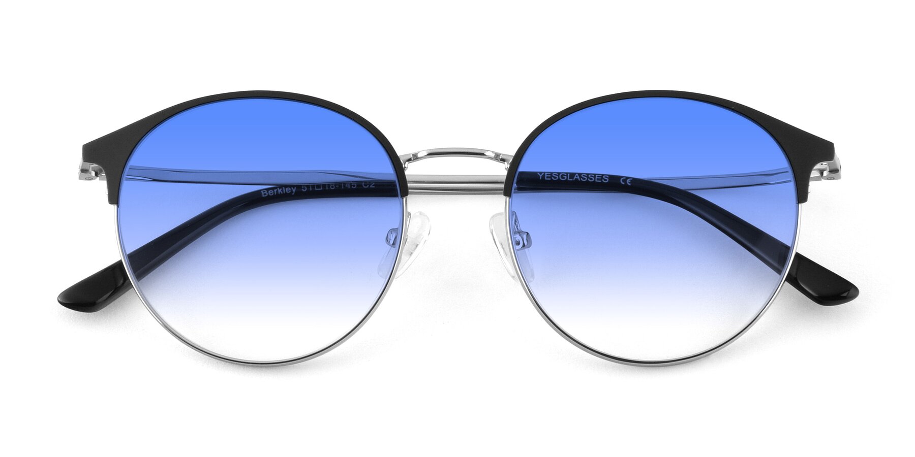 Folded Front of Berkley in Black-Silver with Blue Gradient Lenses