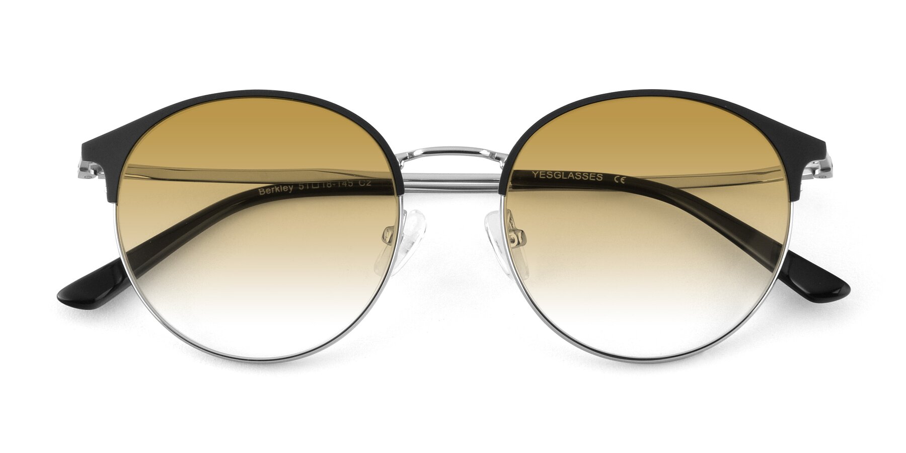 Folded Front of Berkley in Black-Silver with Champagne Gradient Lenses