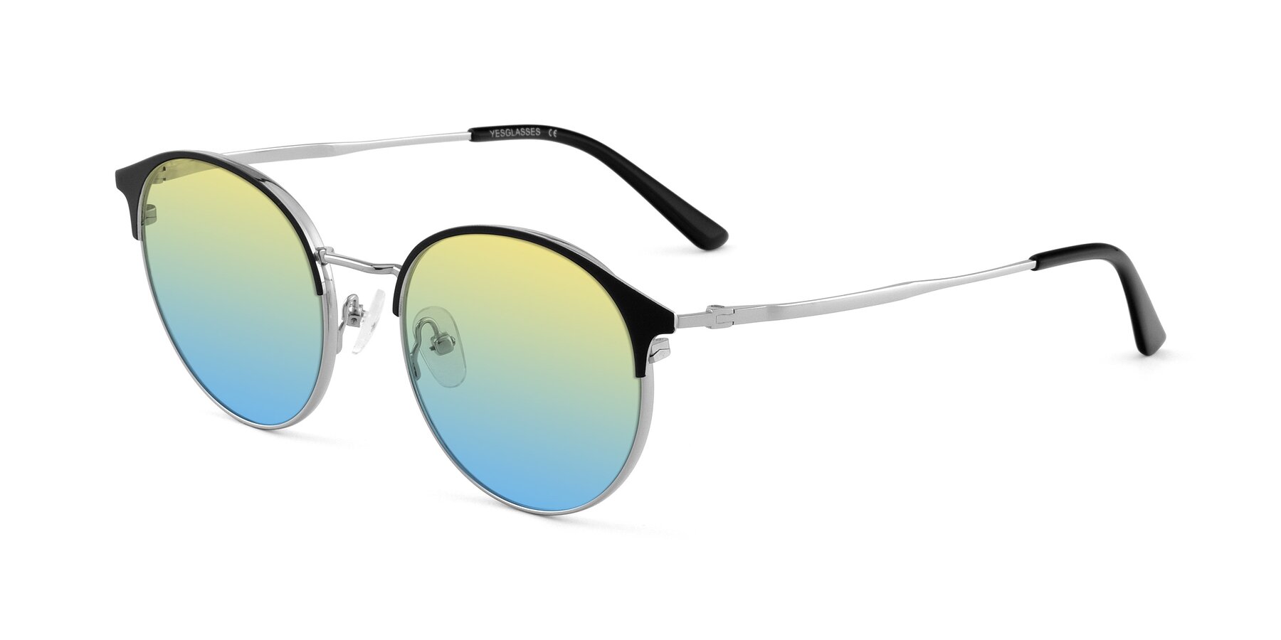 Angle of Berkley in Black-Silver with Yellow / Blue Gradient Lenses