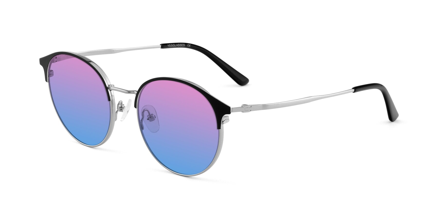 Angle of Berkley in Black-Silver with Pink / Blue Gradient Lenses