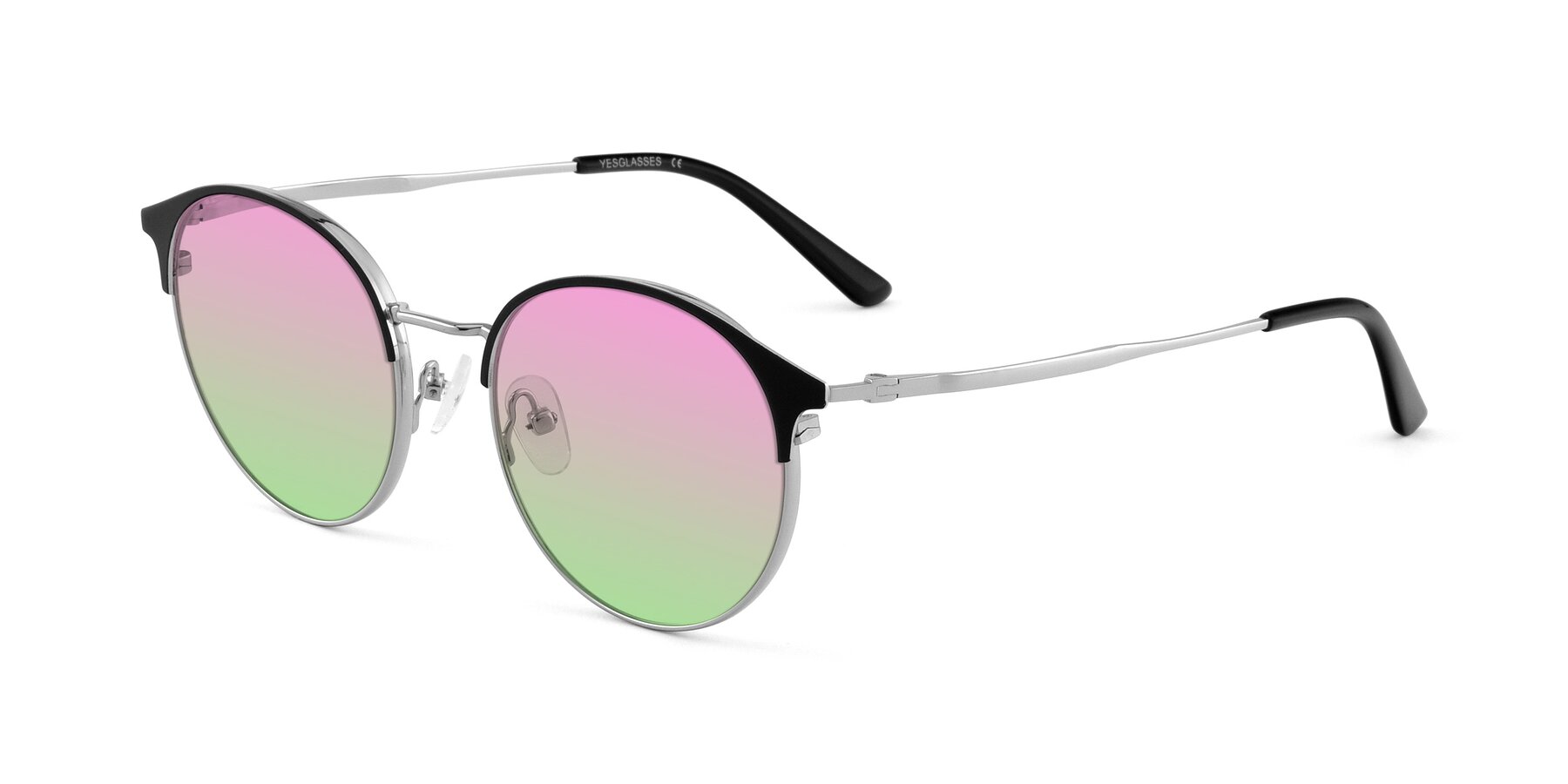 Angle of Berkley in Black-Silver with Pink / Green Gradient Lenses