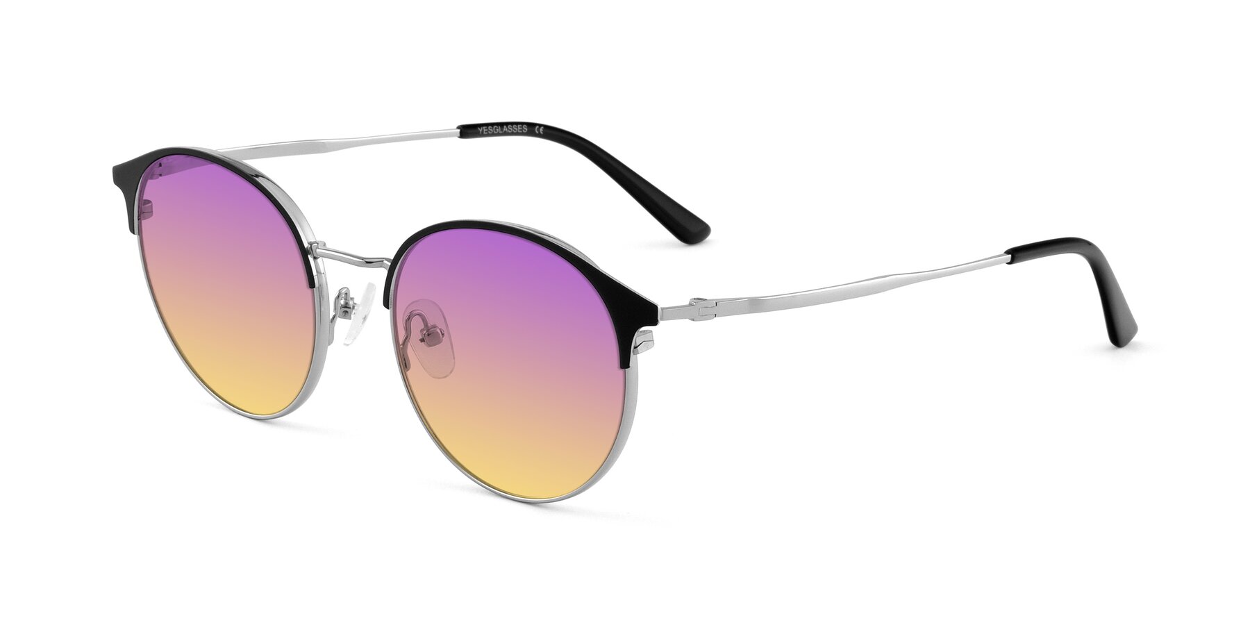 Angle of Berkley in Black-Silver with Purple / Yellow Gradient Lenses
