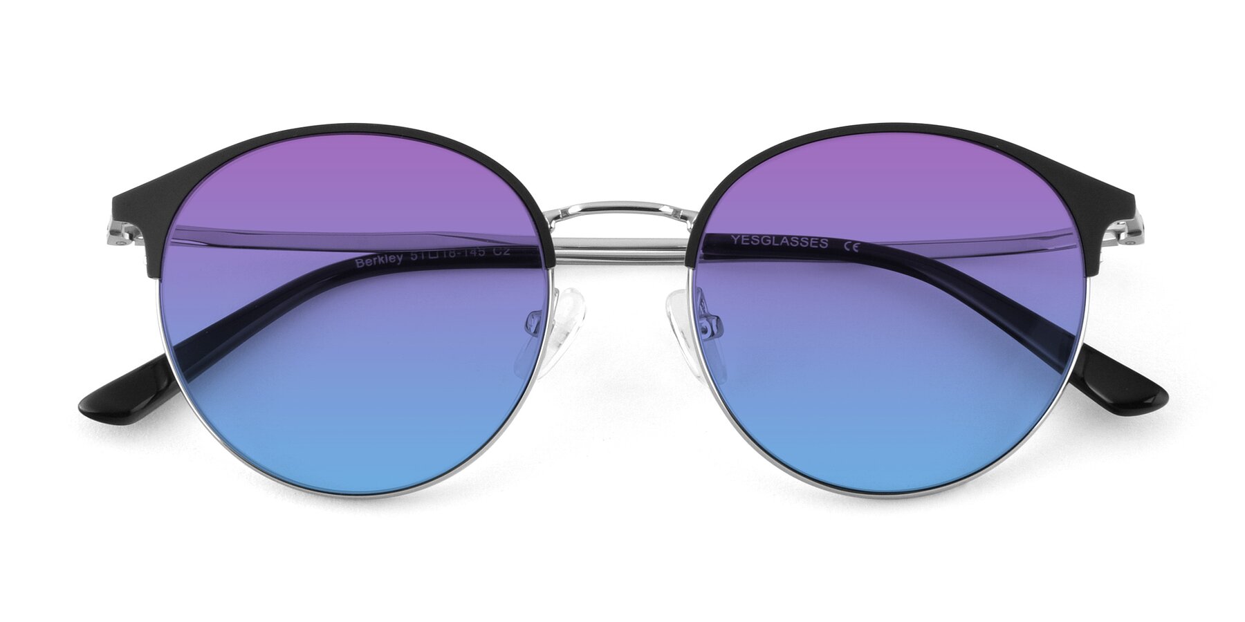 Folded Front of Berkley in Black-Silver with Purple / Blue Gradient Lenses
