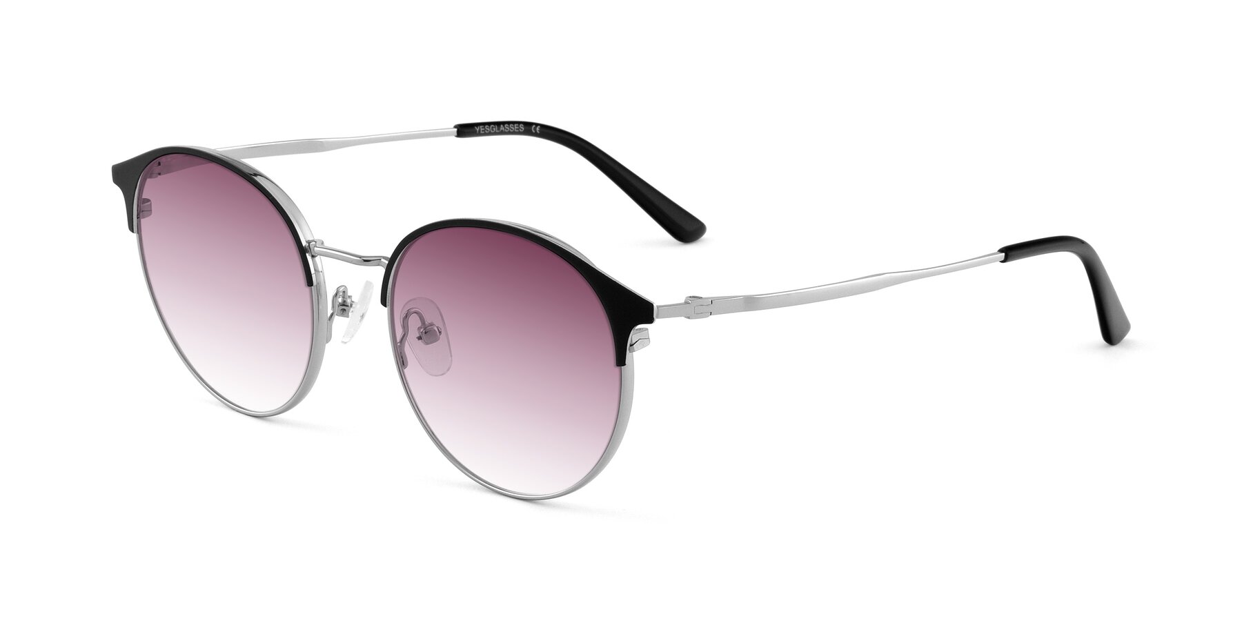 Angle of Berkley in Black-Silver with Wine Gradient Lenses