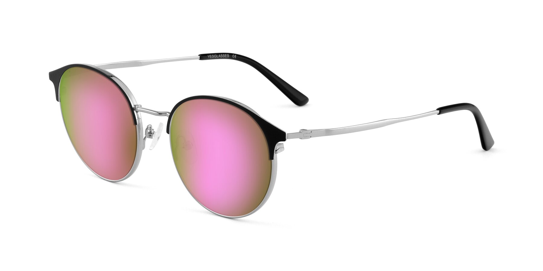 Angle of Berkley in Black-Silver with Pink Mirrored Lenses