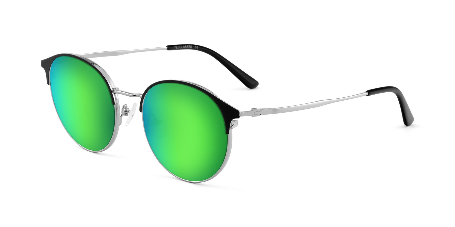 Angle of Berkley in Black-Silver with Green Mirrored Lenses