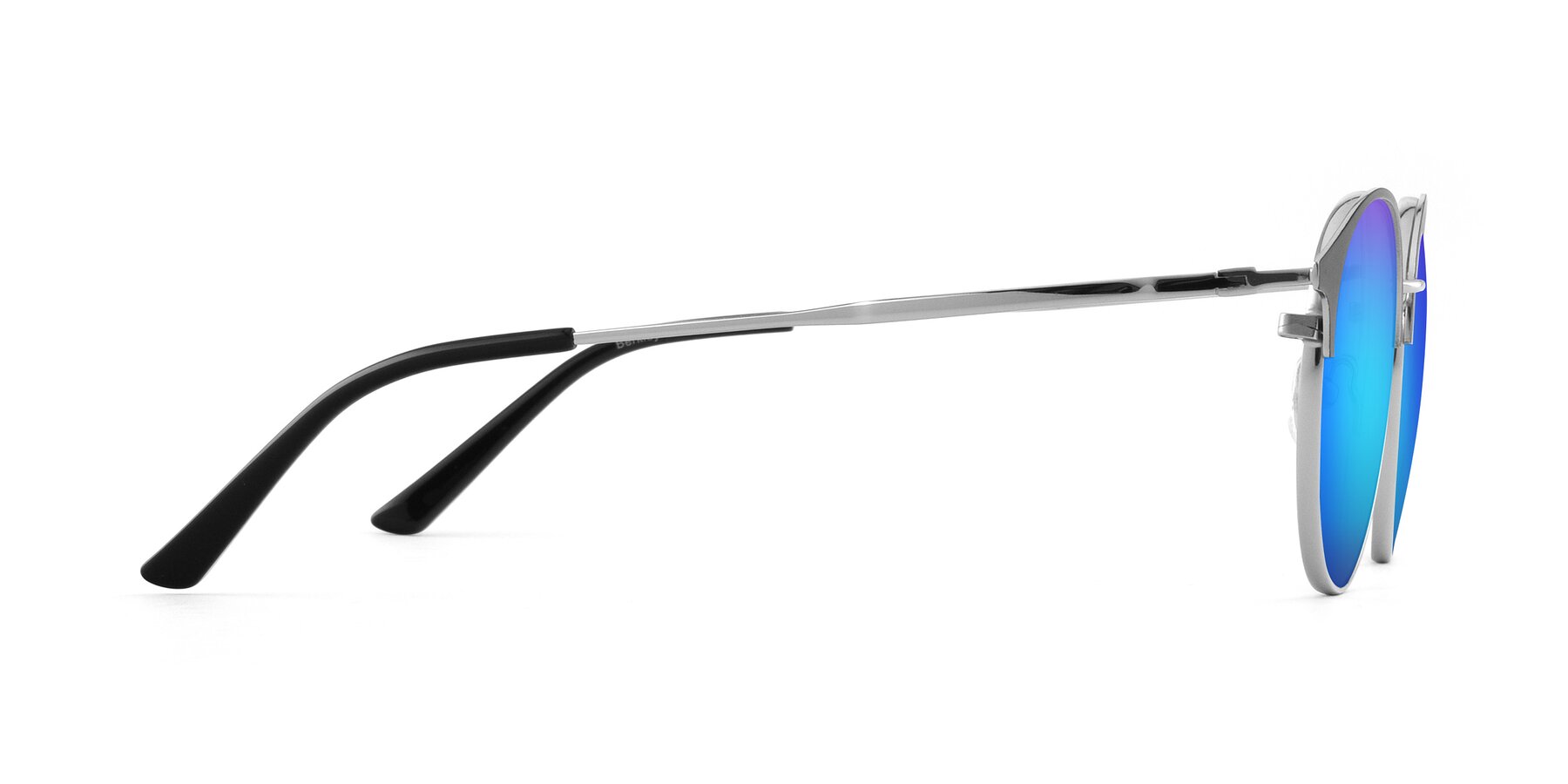 Side of Berkley in Black-Silver with Blue Mirrored Lenses
